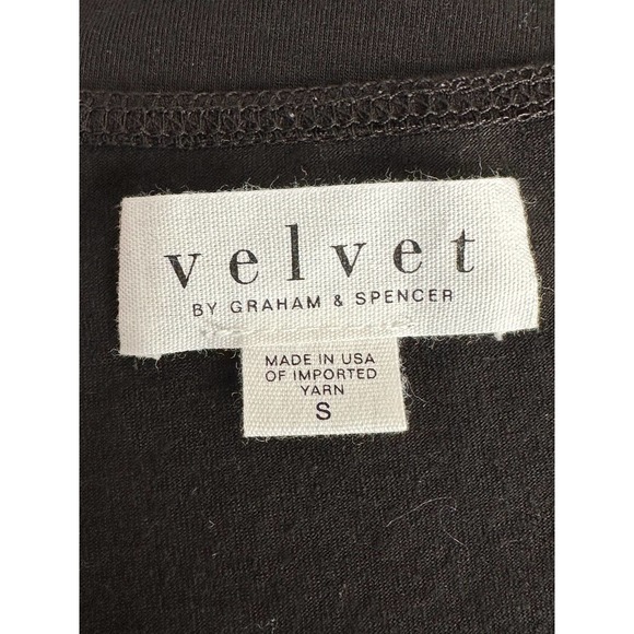 Velvet black long sleeves faux wrap top size Small - Picture 5 of 13